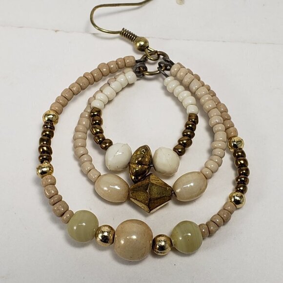 2/$30 Gold tone Hoop Colorful Beaded Drop Dangle Earrings, Women's Fashion 2.25" - Picture 6 of 9